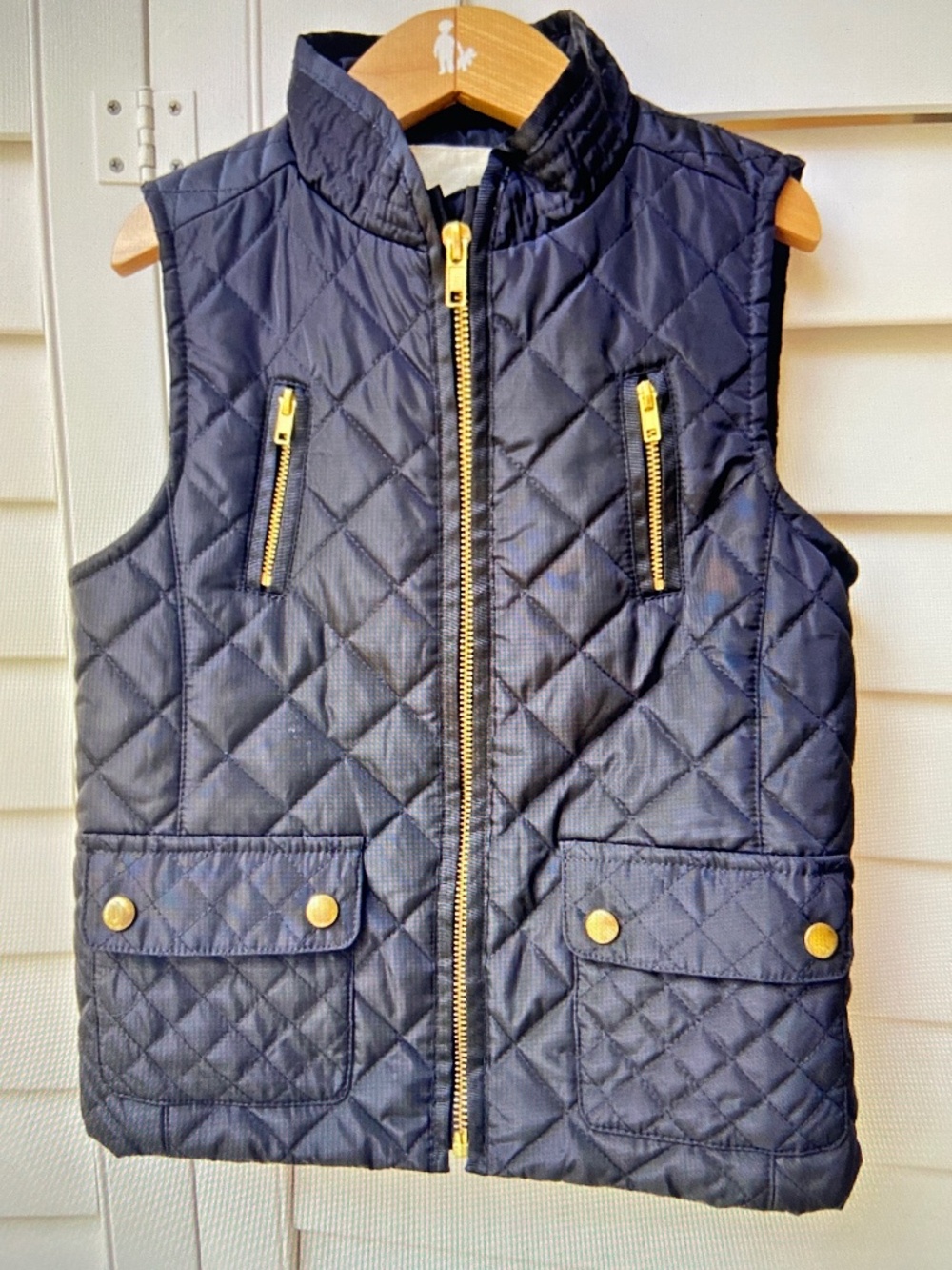 Copper Key Girls Black Gold Zipper Accents Quilted Jacket Vest Size 6/6X Used